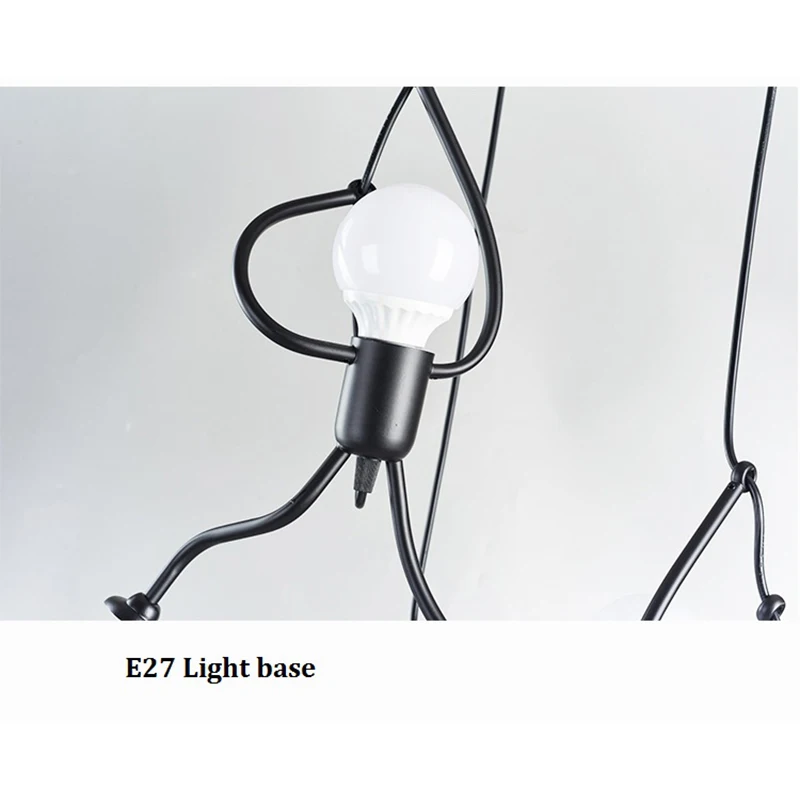 Vintage Iron Little Man Modern Arts Chandelier, Creative LED Ceiling Lamp for Home, Living Room, Children Bedroom Decor