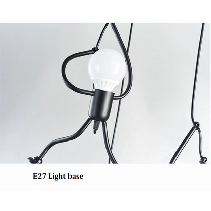 Vintage Iron Little Man Modern Arts Chandelier, Creative LED Ceiling Lamp for Home, Living Room, Children Bedroom Decor