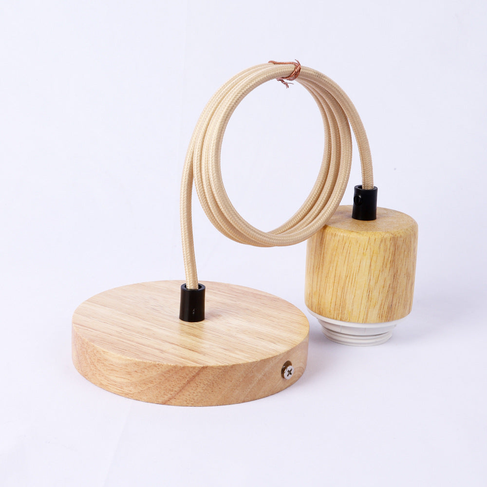 Natural Wooden Ceiling Lamp Base, E27 Single-Head Screw Socket Hanging Lamp Holder for Vintage Modern Lampshades