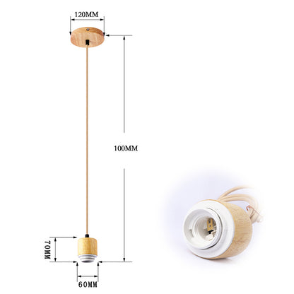 Natural Wooden Ceiling Lamp Base, E27 Single-Head Screw Socket Hanging Lamp Holder for Vintage Modern Lampshades