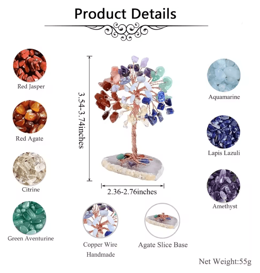 Crystal Money Tree With Agate Base Handmade Gemstone Feng Shui Decor 1