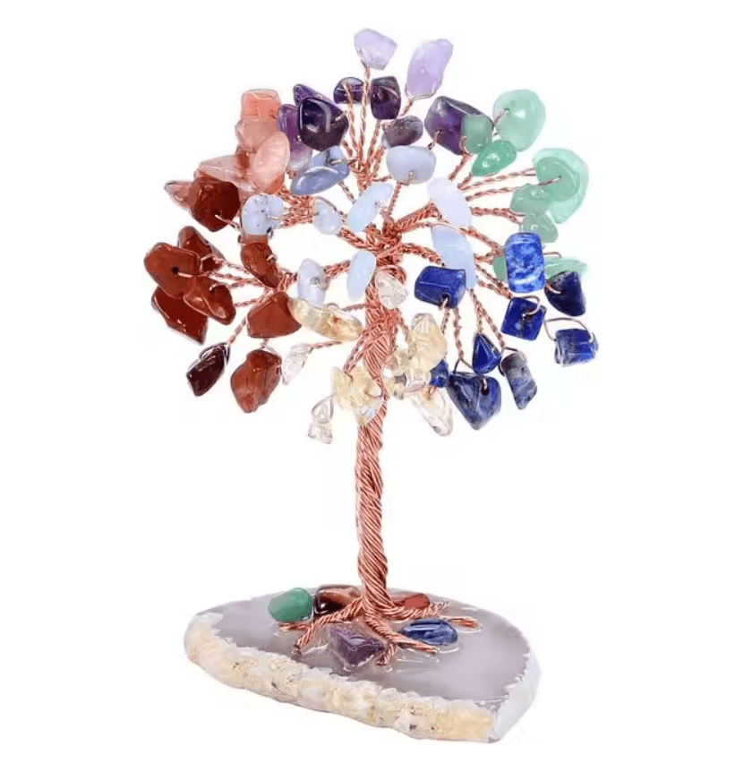 Crystal Money Tree With Agate Base Handmade Gemstone Feng Shui Decor 3
