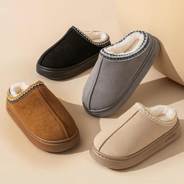 Warm Fluffy Women Slippers Non Slip Indoor Plush House Shoes with Platform Sole