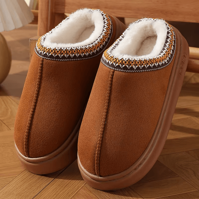 Warm Fluffy Women Slippers Non Slip Indoor Plush House Shoes With Platform Sole 2