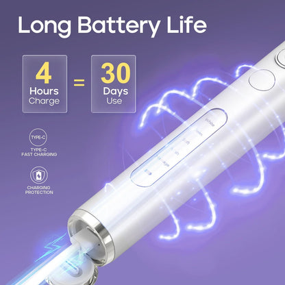 Electric Rechargeable Toothbrush With 8 Brush Heads And Smart Timer 6