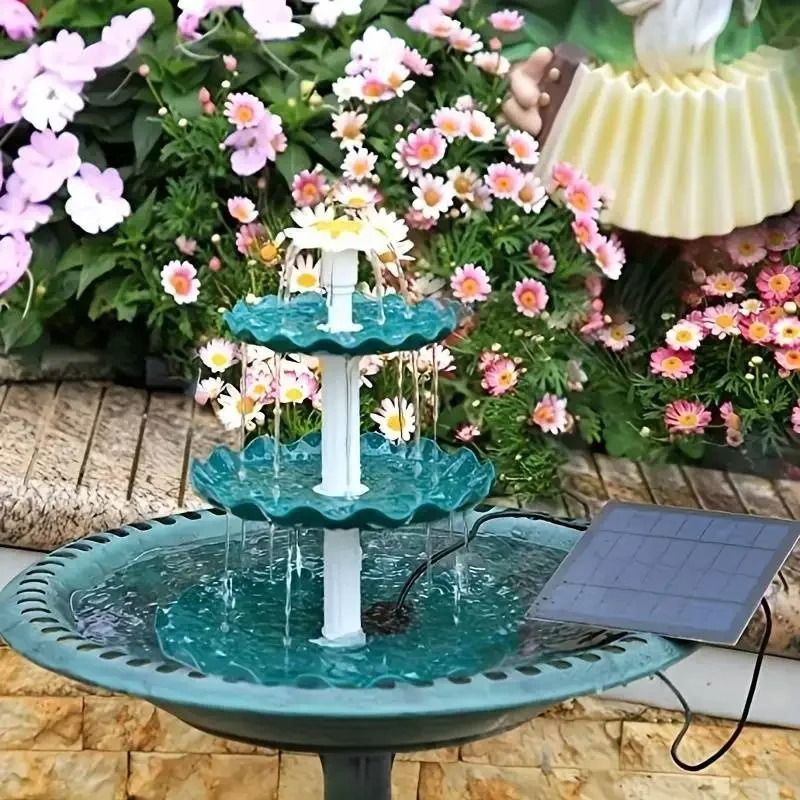 Solar Bird Bath Water Fountain With 3 Tier Design And Detachable Pump 6