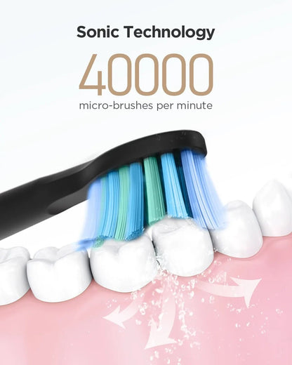 Electric Sonic Toothbrush Rechargeable Waterproof With Replacement Heads 4
