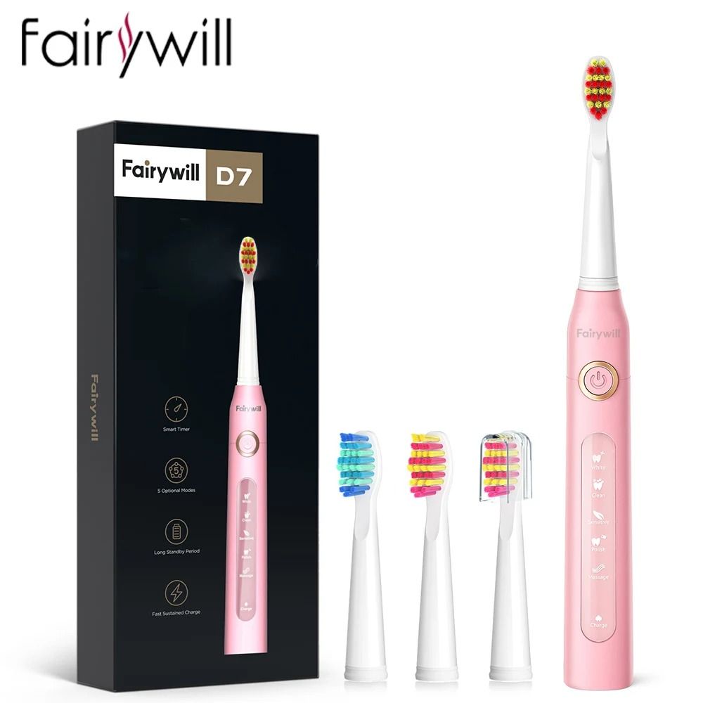 Electric Sonic Toothbrush Rechargeable Waterproof With Replacement Heads 9