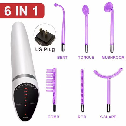 High Frequency Facial Wand  6in1 Acne  Skin Rejuvenation Device 6