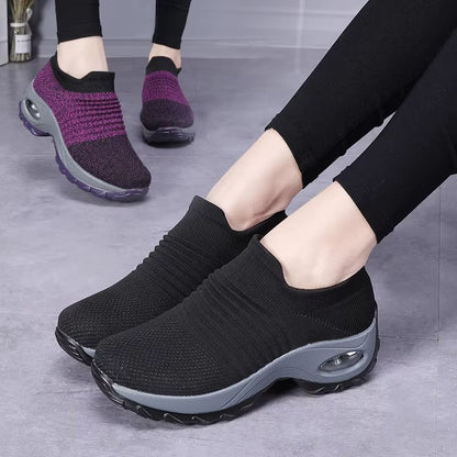 Womens Breathable Mesh Sneakers  Lightweight Walking  Gym Platform Shoes 2