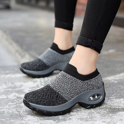 Womens Breathable Mesh Sneakers  Lightweight Walking  Gym Platform Shoes 5