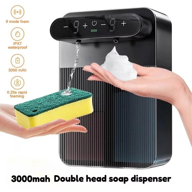 Smart Automatic Foam & Gel Soap Dispenser – 3000mAh Wall-Mounted Touchless Hand Washer with LED Display