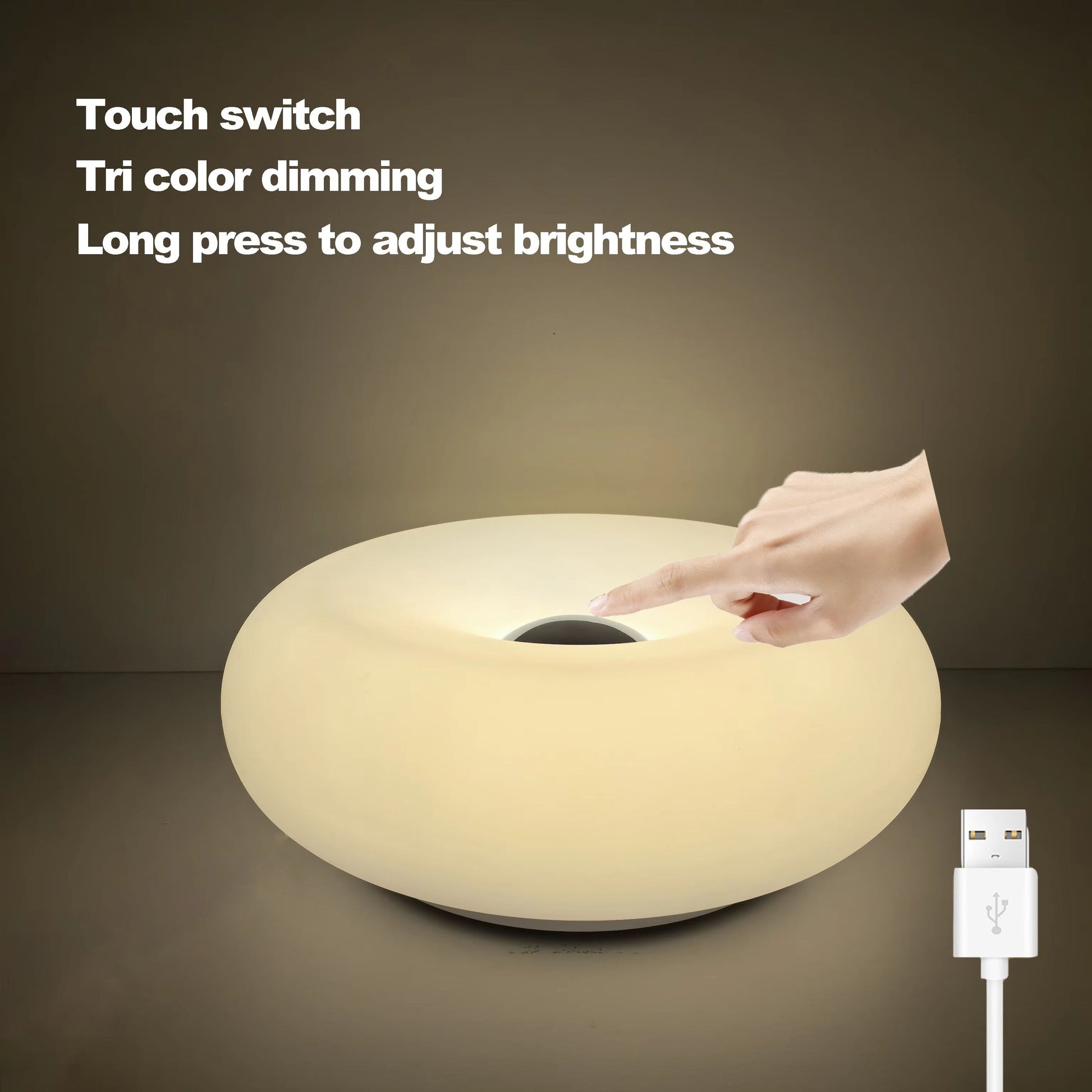 Modern Bauhaus Donut Table Lamp  USB Powered Ambient Light For Bedroom Living Room  Dining Spaces 8