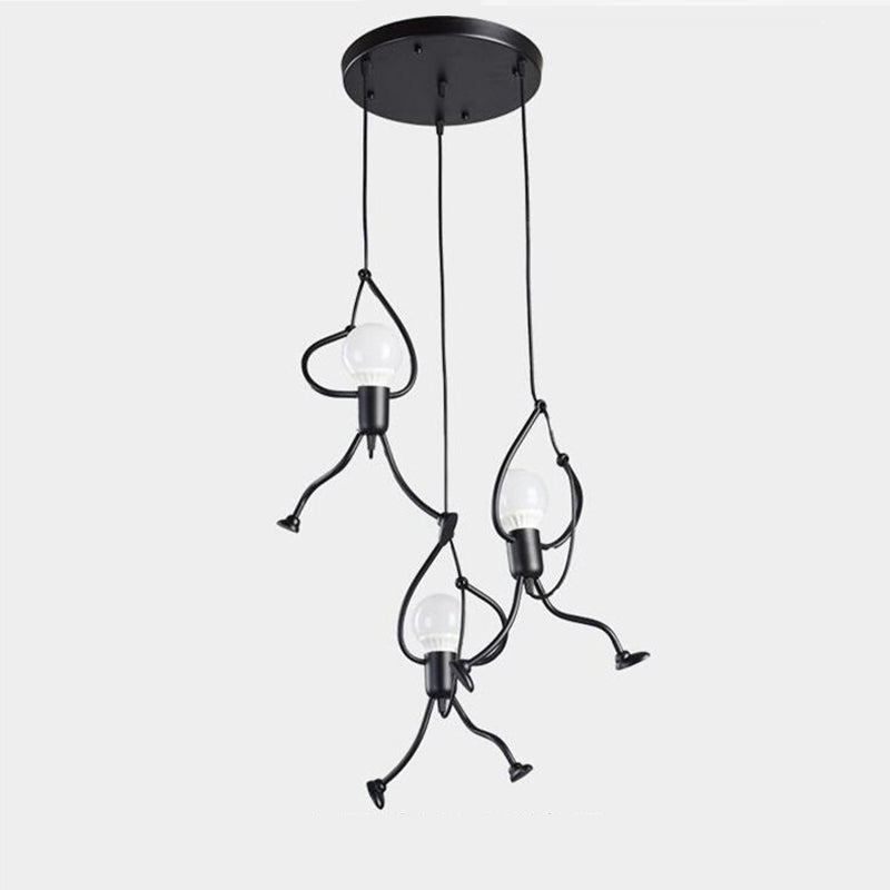 Vintage Iron Little Man LED Pendant Light, Creative Climbing Robot Hanging Lamp for Childrens Room, Dining Table, Home