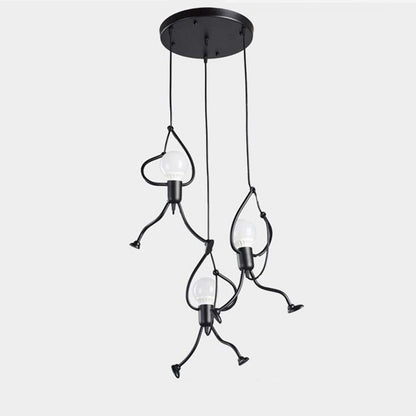 Vintage Iron Little Man LED Pendant Light, Creative Climbing Robot Hanging Lamp for Childrens Room, Dining Table, Home