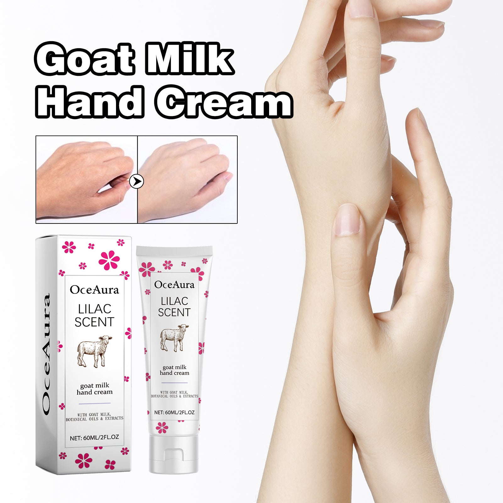 OceAura Goat Milk Hand Cream Soothing Nourishing Moisturizer Hand Whitening And Brightening Skin Ca 1