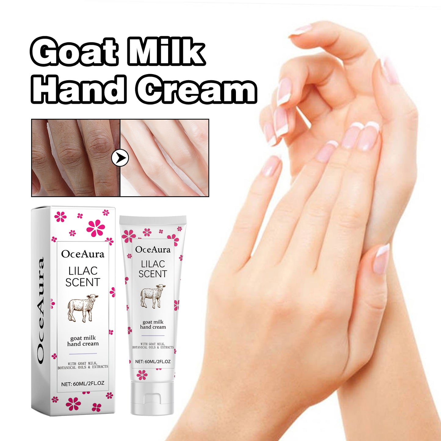 OceAura Goat Milk Hand Cream Soothing Nourishing Moisturizer Hand Whitening And Brightening Skin Ca 2