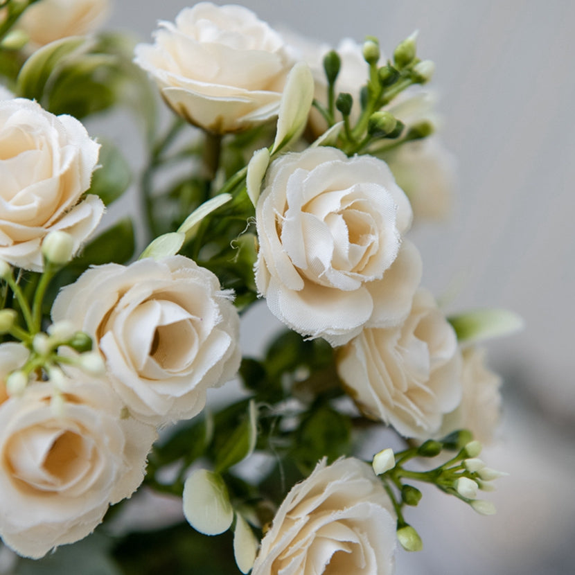 Artificial Flower Head Fork Silk Rose for Wedding Bridal Bouquet, Christmas Wreath, Vase Decor, Home Bonsai & DIY Craft