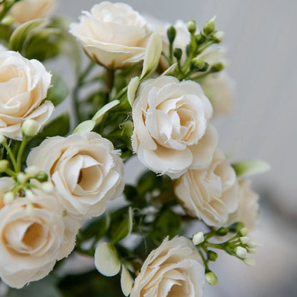 Artificial Flower Head Fork Silk Rose for Wedding Bridal Bouquet, Christmas Wreath, Vase Decor, Home Bonsai & DIY Craft