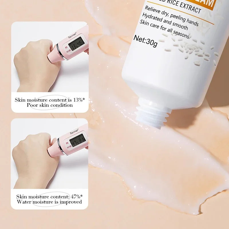 Rice Hand Cream Volumizing, Rejuvenating Nourishing Moisturizing, Refreshing Non-Greasy Hand Care Cream