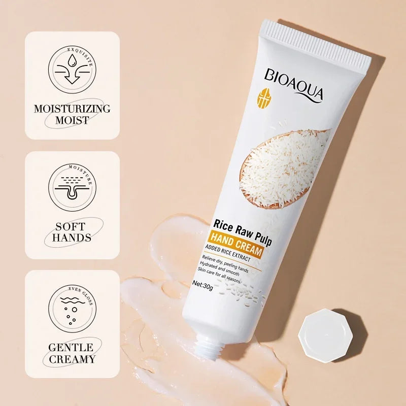 Rice Hand Cream Volumizing, Rejuvenating Nourishing Moisturizing, Refreshing Non-Greasy Hand Care Cream