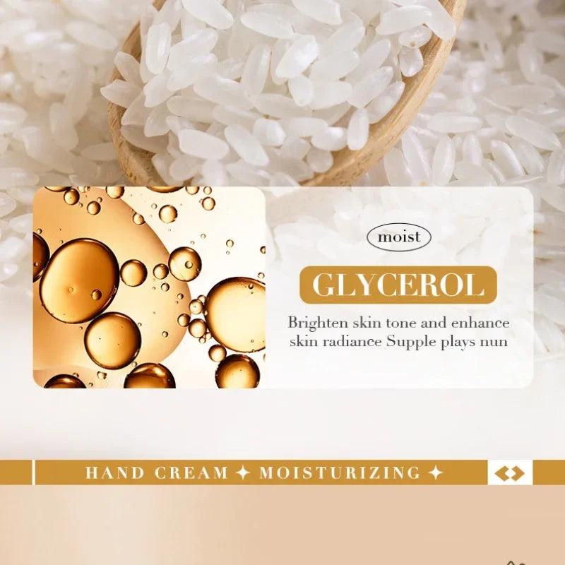 Rice Hand Cream Volumizing, Rejuvenating Nourishing Moisturizing, Refreshing Non-Greasy Hand Care Cream