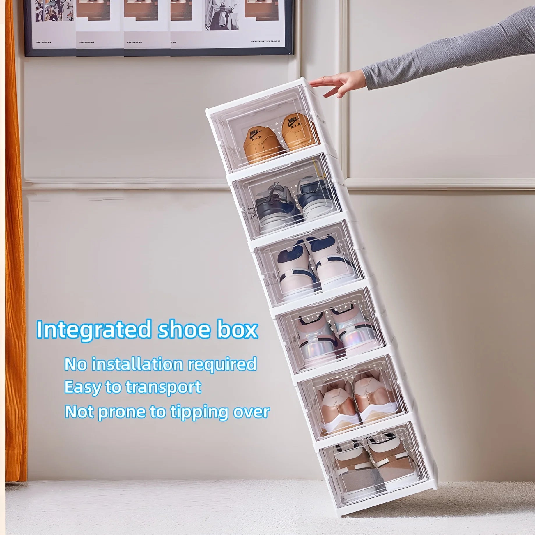 Stackable Layers Shoes Box Foldable Transparent Sneaker Shoe Storage Cabinet Organizer Dustproof Hi