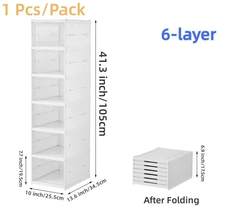Stackable Layers Shoes Box Foldable Transparent Sneaker Shoe Storage Cabinet Organizer Dustproof Hi