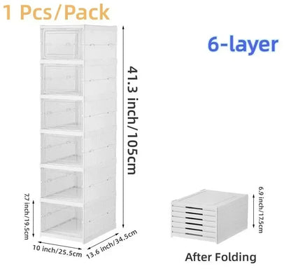 Stackable Layers Shoes Box Foldable Transparent Sneaker Shoe Storage Cabinet Organizer Dustproof Hi
