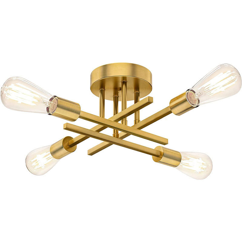 Retro Industrial Chandelier, Black, Gold Wrought Iron LED Ceiling Lamp with E27 Socket for Living Room Modern Decor