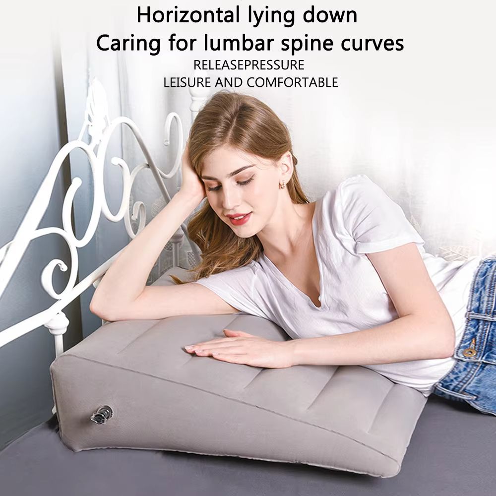 Portable Inflatable Travel Pillow  MultiPurpose Wedge  Leg Elevation Cushion For Camping Sleeping   5