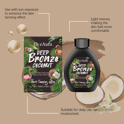 Coconut Tanning Lotion Sunless Tanner, Bronzing Enhancer Darkening Booster, Hydrate Golden Brown Sunbeds Self Bronzer