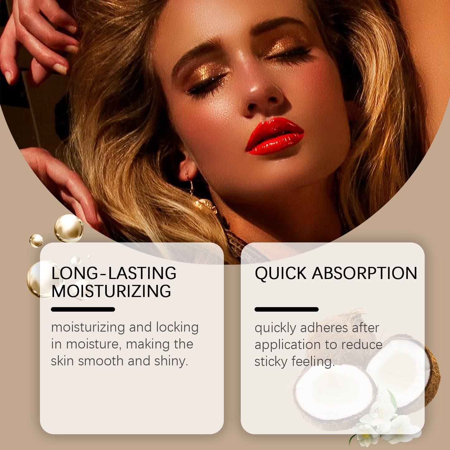 Coconut Tanning Lotion Sunless Tanner, Bronzing Enhancer Darkening Booster, Hydrate Golden Brown Sunbeds Self Bronzer