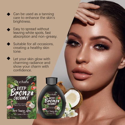 Coconut Tanning Lotion Sunless Tanner, Bronzing Enhancer Darkening Booster, Hydrate Golden Brown Sunbeds Self Bronzer