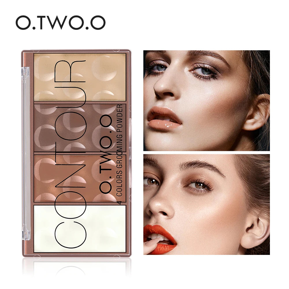 Long Lasting 4 Colors Contour Palette Face, Shadow Grooming Powder Bronzer, Facial Contouring Concealer Makeup Kit