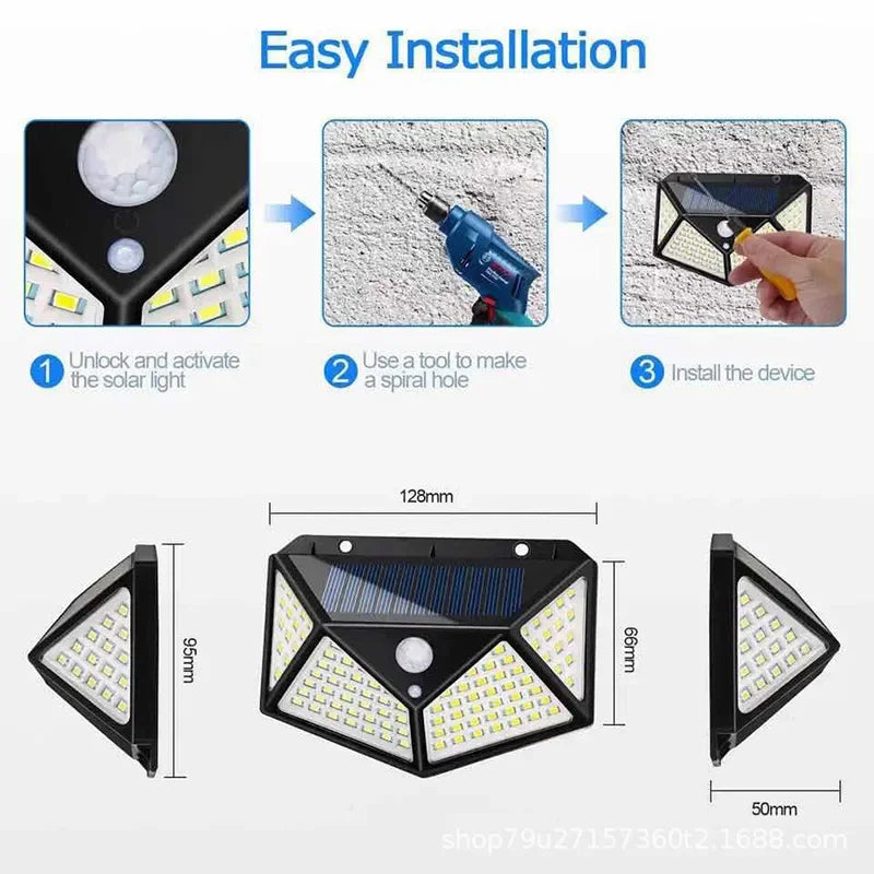 Multifunctional LED Solar Light with Motion Sensor, 270° Outdoor Garden Wall Lamp, IP65 Waterproof Decoration