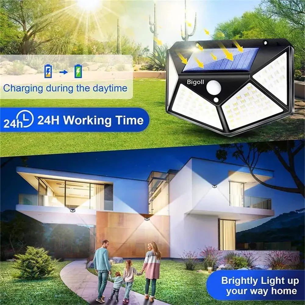 Multifunctional LED Solar Light with Motion Sensor, 270° Outdoor Garden Wall Lamp, IP65 Waterproof Decoration