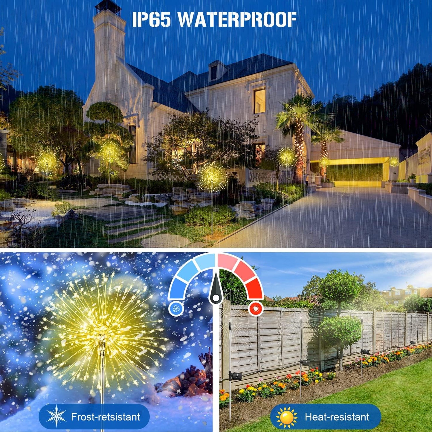 Waterproof Solar Fireworks Light Outdoor Garden Courtyard Road Lawn Decoration Copper Wire LED Deco 3