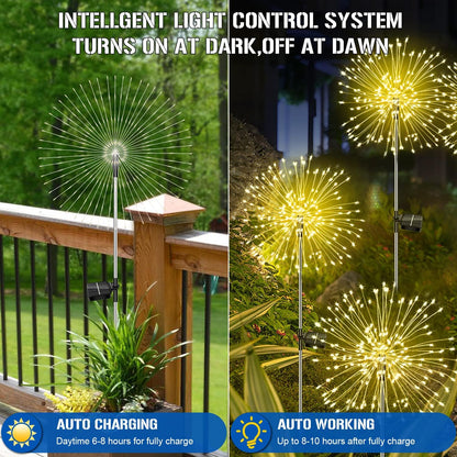 Waterproof Solar Fireworks Light Outdoor Garden Courtyard Road Lawn Decoration Copper Wire LED Deco 4