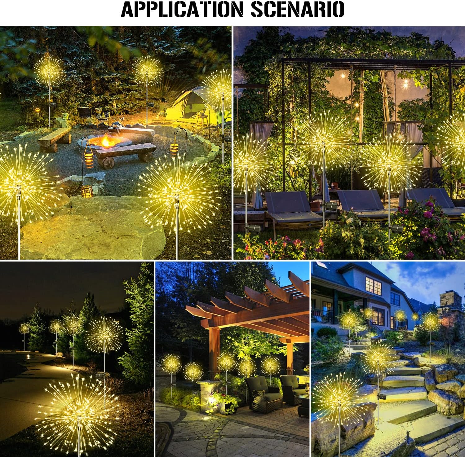 Waterproof Solar Fireworks Light Outdoor Garden Courtyard Road Lawn Decoration Copper Wire LED Deco 5