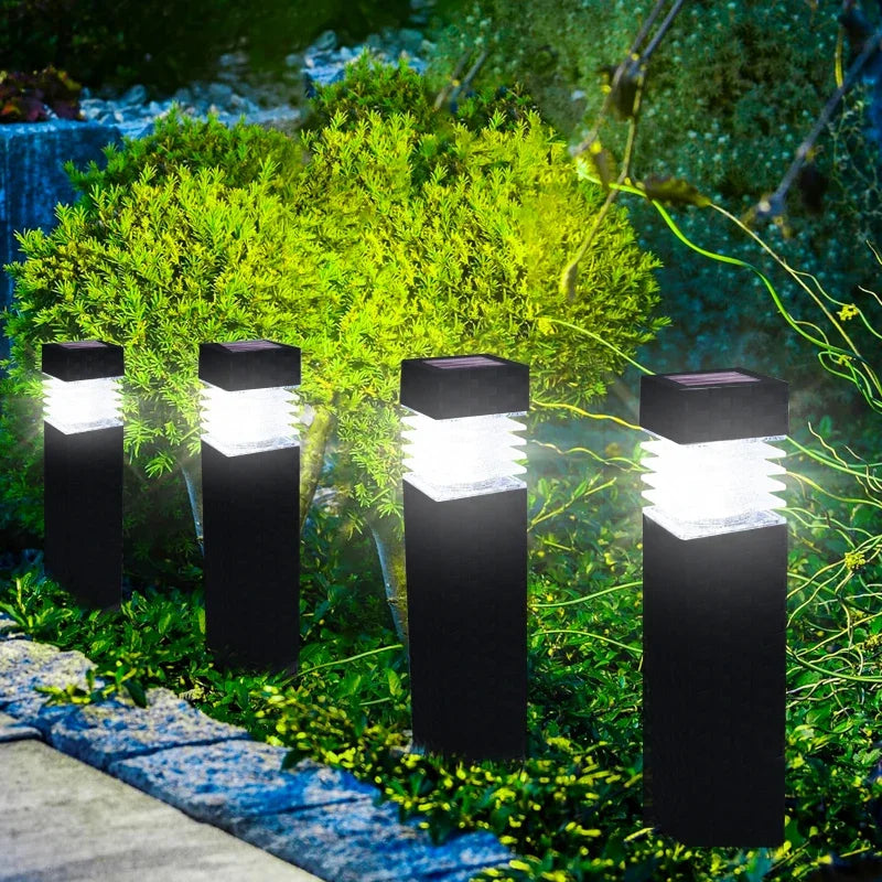 Outdoor Waterproof Square LED Solar Ground Lawn Lantern Pathway Decorative Lights for Courtyard Patio Balcony and Garden