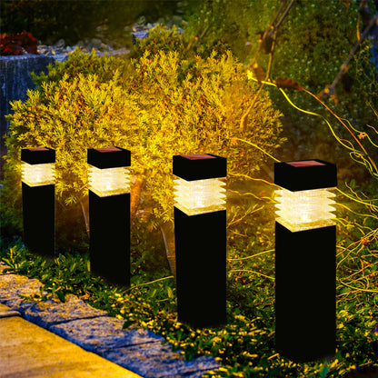 Outdoor Waterproof Square LED Solar Ground Lawn Lantern Pathway Decorative Lights for Courtyard Patio Balcony and Garden