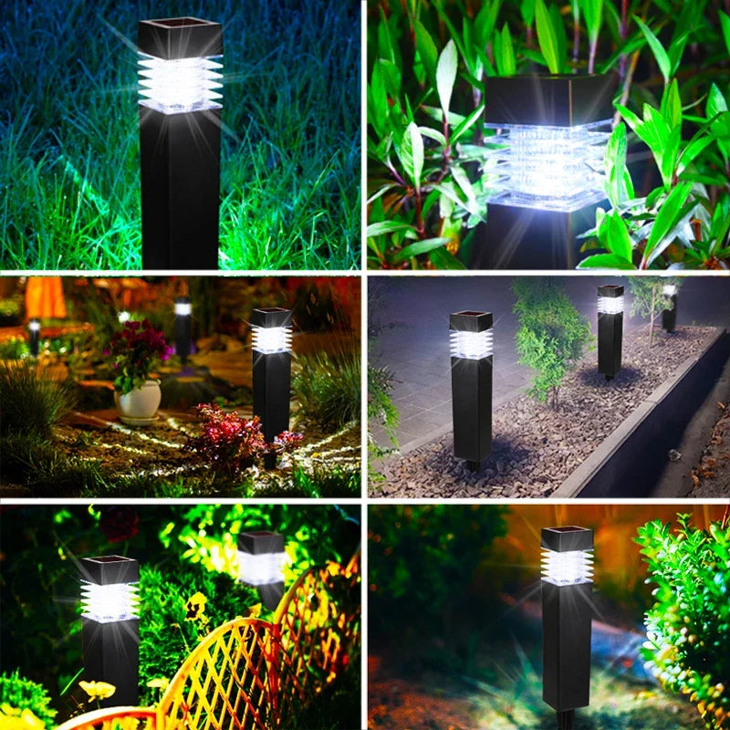Outdoor Waterproof Square LED Solar Ground Lawn Lantern Pathway Decorative Lights for Courtyard Patio Balcony and Garden