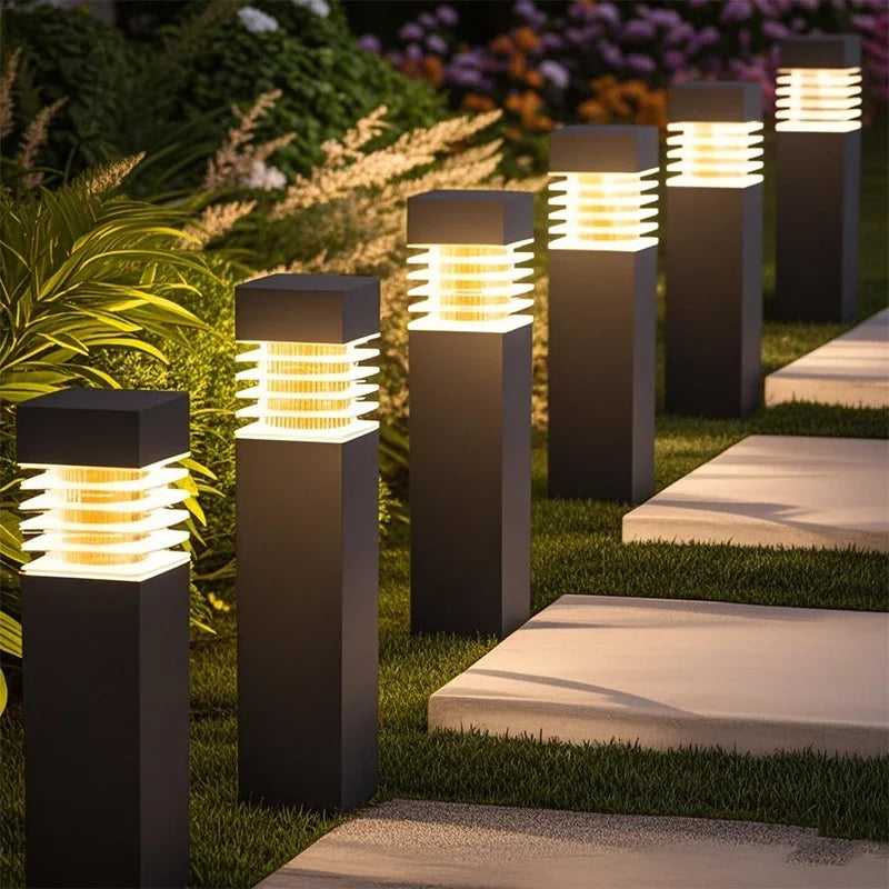 Outdoor Waterproof Square LED Solar Ground Lawn Lantern Pathway Decorative Lights for Courtyard Patio Balcony and Garden