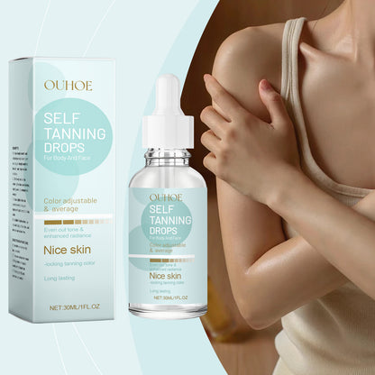 Tanning Drops Natural Glow Body Bronzer, Nourishing Brown Face Body Outdoor Tinting Serum, Protective Skin Long Lasting