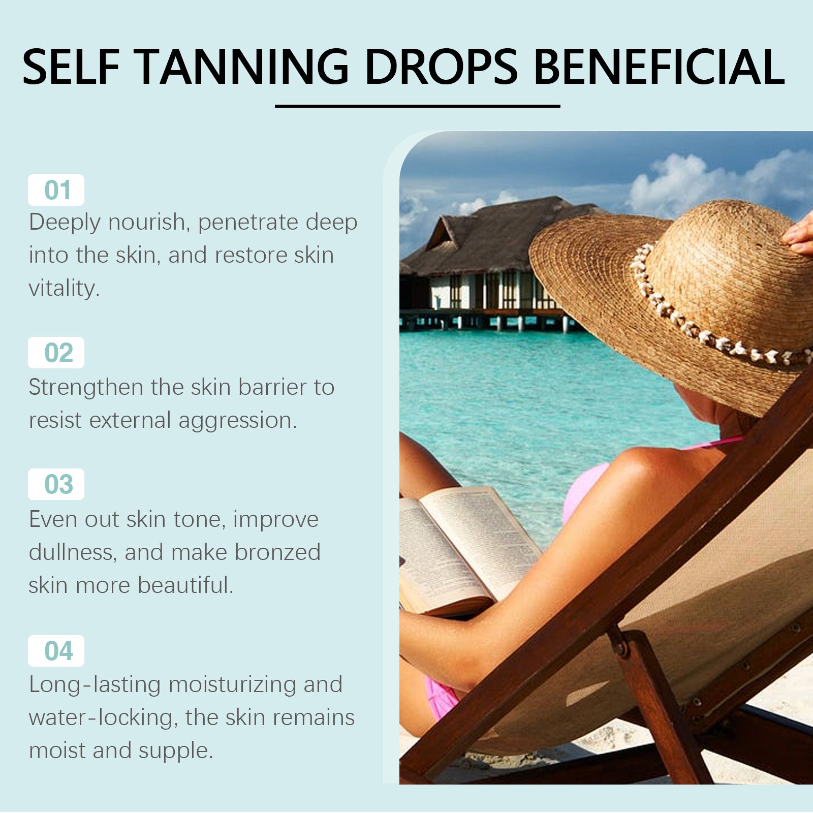 Tanning Drops Natural Glow Body Bronzer, Nourishing Brown Face Body Outdoor Tinting Serum, Protective Skin Long Lasting