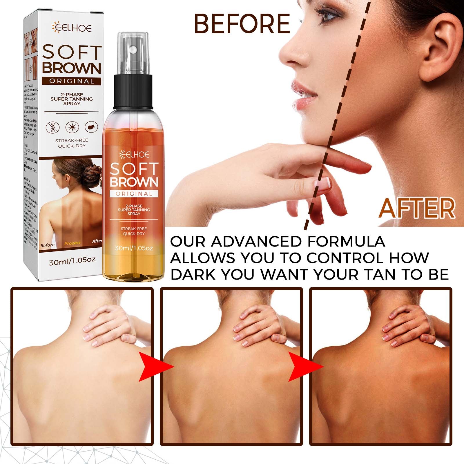 Tanning Spray Accelerate Darker, Natural Sunless Booster Solarium, Long Lasting Hydrating Smooth Bronzer Tanning