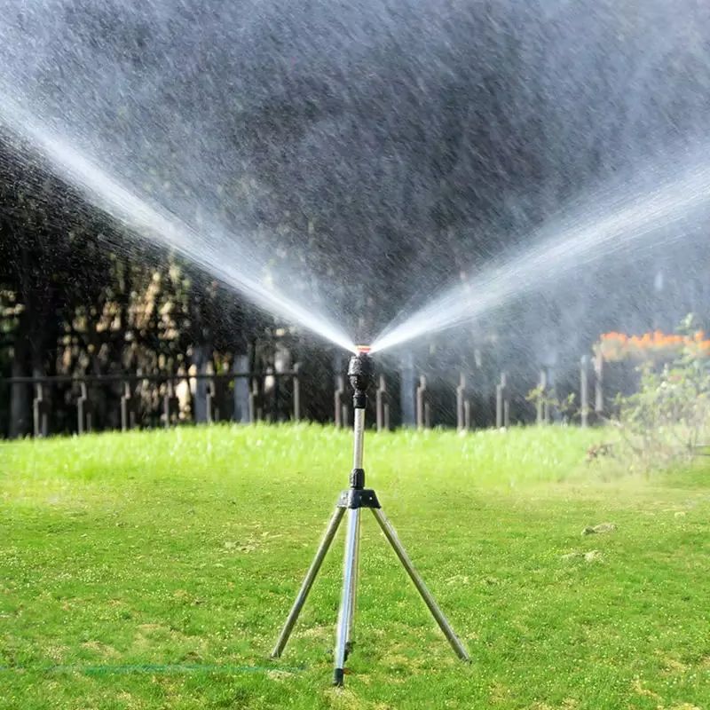 360° Automatic Rotating Garden Sprinkler with Adjustable Tripod – Stainless Steel Lawn & Irrigation Tool