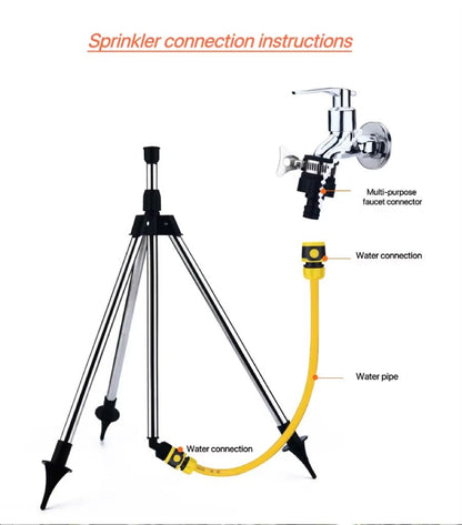 360 Automatic Rotating Garden Sprinkler With Adjustable Tripod  Stainless Steel Lawn  Irrigation To 2