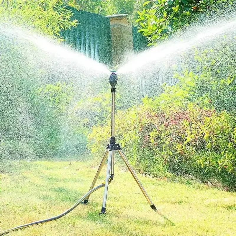360 Automatic Rotating Garden Sprinkler With Adjustable Tripod  Stainless Steel Lawn  Irrigation To 3